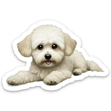 maltipoo dog on green loveseat sticker