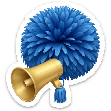 Blue and gold pompom and mega phone  sticker