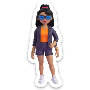Roblox baddie girl with sunglasses and stylish clothes sticker