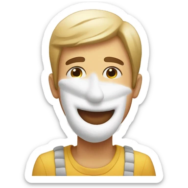 guy holding line of flour up to his nose and smelling it he is happy sticker