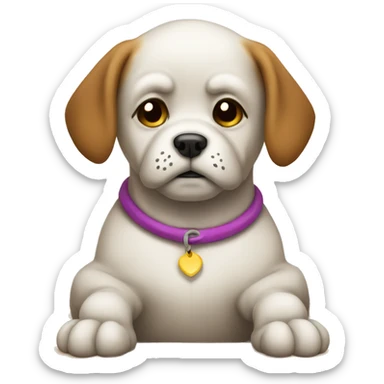 Sad dog sitting on the bad sticker