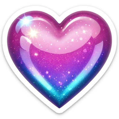 heart with holographic glitter sticker