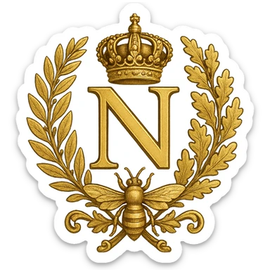 Napoleon symbol of France, bee motif, gold, ornate, historical, on a neutral background sticker
