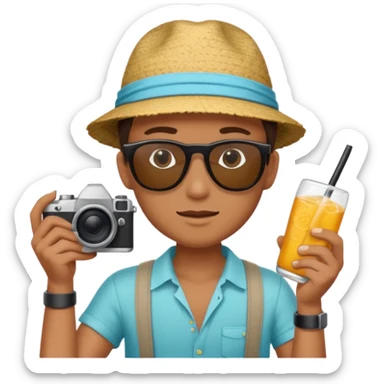 fotographer with summer clothes and sun glasses sticker