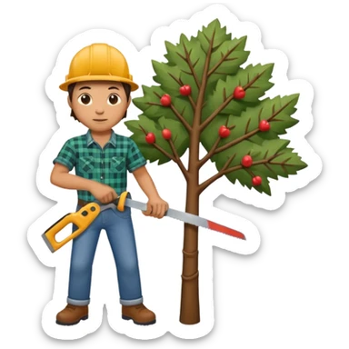 Cutting a branch with a saw sticker