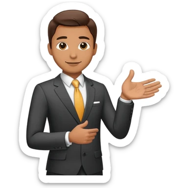Professional salesman in suit with handshake gesture sticker