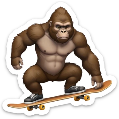 Gorilla with a skate ￼ sticker