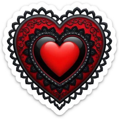 goth heart with a black lace heart cameo sticker
