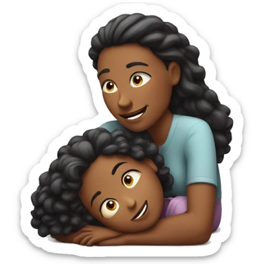 Mom and daughter. Dad lying down sticker