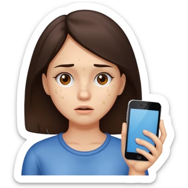 brunette woman with lots of acne sticker