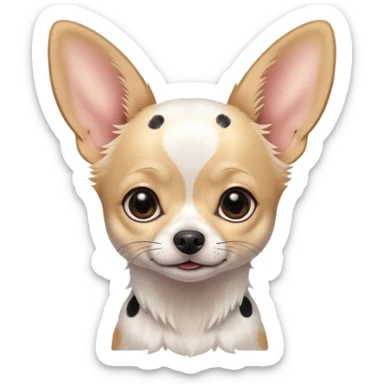 Chihuahua blanco con machas negras. Super delagado y con grandes orejas  sticker