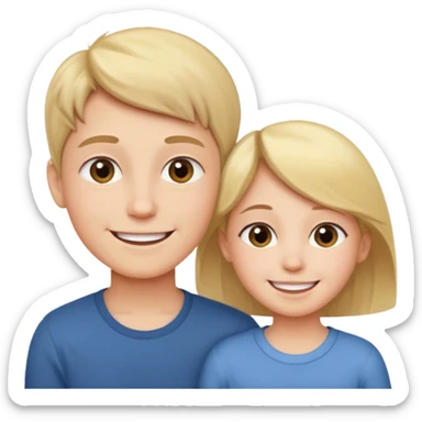 a young boy and a very young girl with their mother sticker