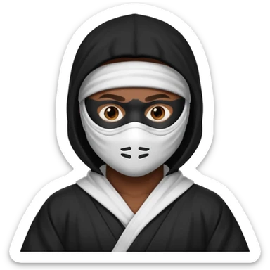 All white ninja robe with white mask and dark brown skin color sticker