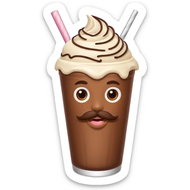 milkshake with a face andmustache sticker