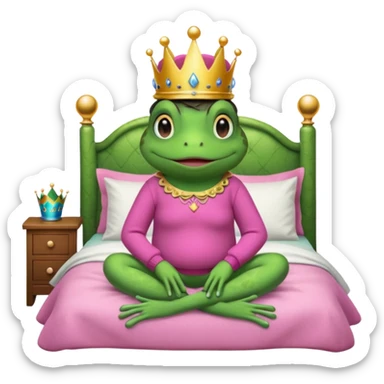 Princesse frog in her bedroom with pink sweater sticker