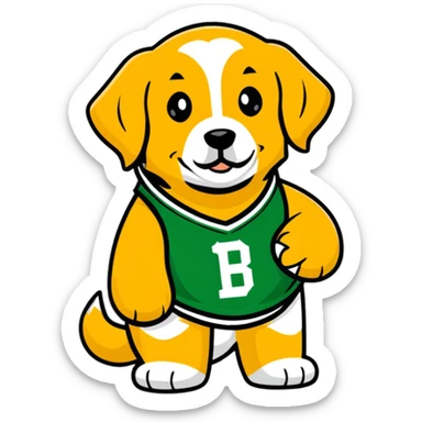 Golden retriever wearing Boston Celtics uniform  sticker
