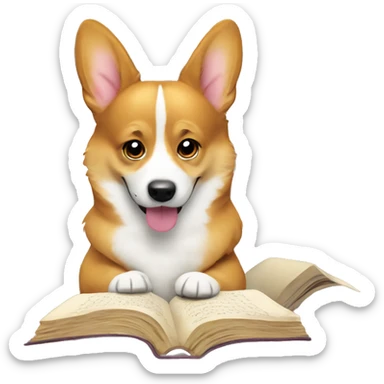 Corgi studying sticker