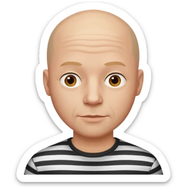 bald man with striped shirt sticker