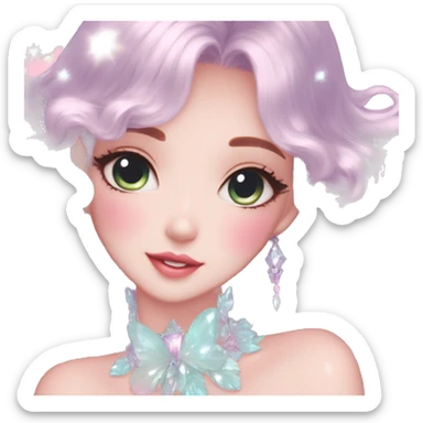 Dreamy pretty VOGUE elegant kawaii blushin shiny lady pastelcore kawaii beautiful hair fairycore cottagecore jewels trending aesthetic sticker