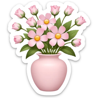 Vase with baby pink flowers in the vase sticker