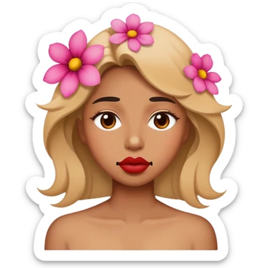 beautiful flowers coming out of lips sticker