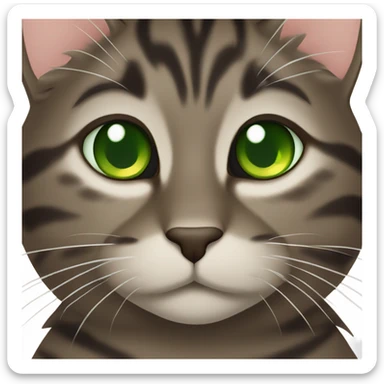Dark brown tabby cat with green eyes sticker