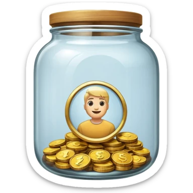 jar with a one coins sticker