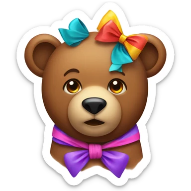 bear with bows  sticker