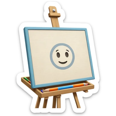 Canvas with pencil sketch,canvas on easel sticker