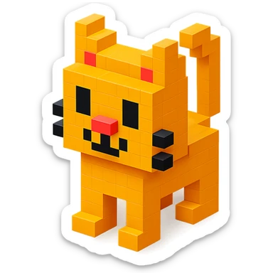 voxel style cat, isometric view sticker
