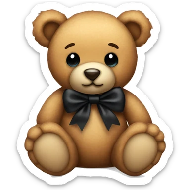 Cute teddy bear with black bow sticker
