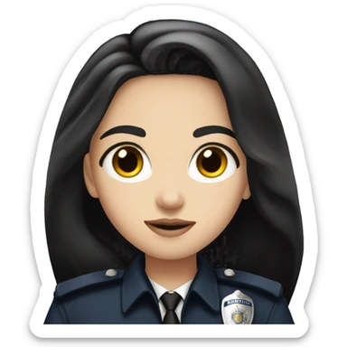 pale girl with long black hair with police uniform  sticker