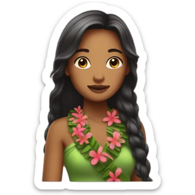 hula girl with long hair sticker