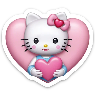 hello kitty holding pink heart sticker