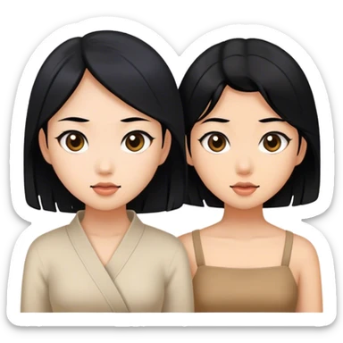 two asian girls spiraling sticker