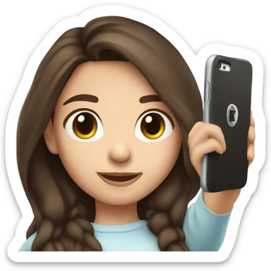 Brunette white girl taking picture with a phone sticker