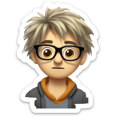 sad overworked student and a bit rat sticker