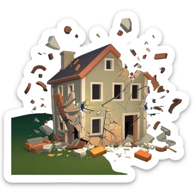 house explode with stuff sticker