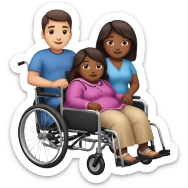 😁indian guy pushing fat girl in wheelchair  sticker