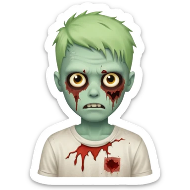 a zombie boy with a ondulado hair and a white t shirt  sticker