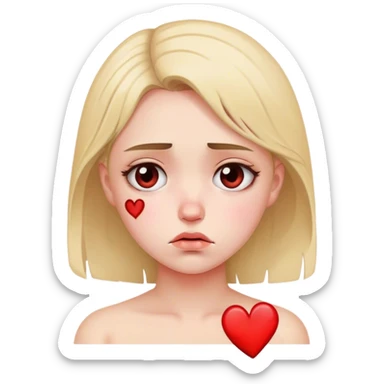 a girl crying with a broken heart sticker
