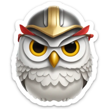owl, wearing bow and arrows, helmet sticker