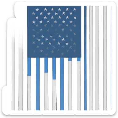 american flag, but all the stripes are black, except the middle one which is blue, and the stars are white sticker