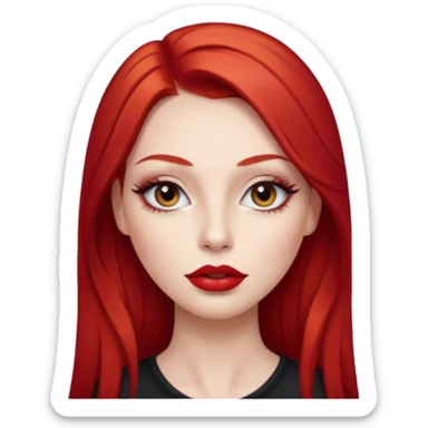 una chica con los labios y los ojos maquillados, de piel blanca con el pelo liso y largo y pelirrojo sticker