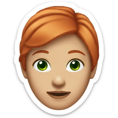 red straight haired woman face with green eyes short hair sticker