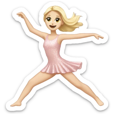 blonde white girl in light pink sequins dress doing a cartwheel sticker