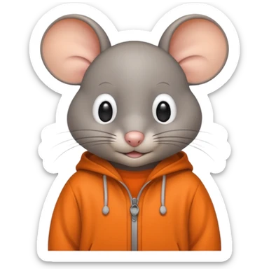 a grey mouse Prison wear orange jumpsuit sticker