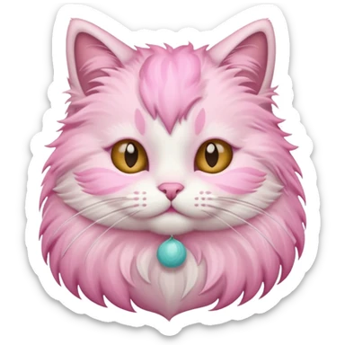 Fluffy cat with pastel pink fur. sticker