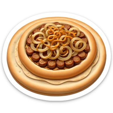 suasages with flatbread and fried onion sticker