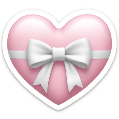 Pastel pink heart with white bow sticker